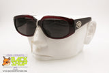 CHARME mod. 7222 oversize polygonal sunglasses Burgundy Red acetate with logos on arms, Deadstock 1980s sunnies