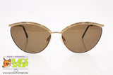 LUXOTTICA mod. 7566 G211, Vintage women sunglasses semi-round, 18K GEP golden plated, New Old Stock 1980s