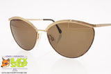 LUXOTTICA mod. 7566 G211, Vintage women sunglasses semi-round, 18K GEP golden plated, New Old Stock 1980s