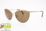 LUXOTTICA mod. 7566 G211, Vintage women sunglasses semi-round, 18K GEP golden plated, New Old Stock 1980s