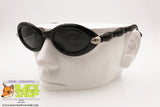 CLARK by TREVI mod. 915 2 Vintage Sunglasses, Women black e silver oval, New Old Stock 1990s