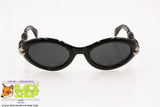CLARK by TREVI mod. 915 2 Vintage Sunglasses, Women black e silver oval, New Old Stock 1990s