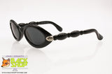 CLARK by TREVI mod. 915 2 Vintage Sunglasses, Women black e silver oval, New Old Stock 1990s