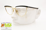 METALFLEX mod. G&G 1, Vintage eyeglass frame women satin black golden, New Old Stock 1980s