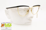 METALFLEX mod. G&G 1, Vintage eyeglass frame women satin black golden, New Old Stock 1980s