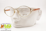 Genny 589 5174 Women Vintage Eyeglasses frame, Golden/Silver & Brown designer temples, New Old Stock 1980s