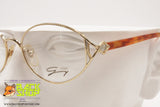 Genny 589 5174 Women Vintage Eyeglasses frame, Golden/Silver & Brown designer temples, New Old Stock 1980s