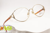 Genny 589 5174 Women Vintage Eyeglasses frame, Golden/Silver & Brown designer temples, New Old Stock 1980s