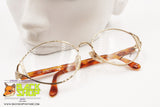 Genny 589 5174 Women Vintage Eyeglasses frame, Golden/Silver & Brown designer temples, New Old Stock 1980s
