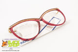 ESSENCE by INDO mod. 415 Women's cat eye frame golden eyebrows bar & cherry red acetate , Made in Japan, New Old Stock