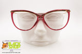 ESSENCE by INDO mod. 415 Women's cat eye frame golden eyebrows bar & cherry red acetate , Made in Japan, New Old Stock