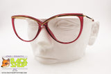 ESSENCE by INDO mod. 415 Women's cat eye frame golden eyebrows bar & cherry red acetate , Made in Japan, New Old Stock