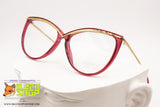 ESSENCE by INDO mod. 415 Women's cat eye frame golden eyebrows bar & cherry red acetate , Made in Japan, New Old Stock