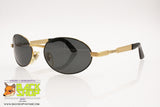 LOZZA mod. SL1082 Vintage oval Sunglasses, Black & Gold piquet effect, New Old Stock