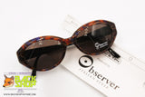 OBSERVER made in Italy, Vintage women sunglasses ovaloid inlaid pattern, New Old Stock 1990s