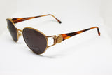 NINA RICCI mod. 3437 matte golden frame havana tortoise shell stone effect, Oval pantos sunglasses spectacles Made in France, Nos 80s