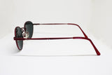 Red satin THINK PINK sunglasses glasses with black oval lenses, iridescent frame ful vue deadstock vintage 90s