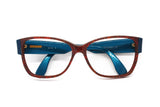 Wayfarer MISSONI mod. M 142 S brown ethnic and bright azure arms , Eyeglasses frame // Sunglasses structure, Vintage 80s made in Italy
