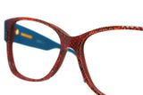 Wayfarer MISSONI mod. M 142 S brown ethnic and bright azure arms , Eyeglasses frame // Sunglasses structure, Vintage 80s made in Italy