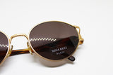 NINA RICCI mod. 3437 matte golden frame havana tortoise shell stone effect, Oval pantos sunglasses spectacles Made in France, Nos 80s