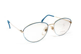 80s glasses eyewear DESIL mod. mimi , oval front frame adorned bicolours of blue , Italian manifacture hand finished, New old stock