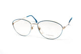 80s glasses eyewear DESIL mod. mimi , oval front frame adorned bicolours of blue , Italian manifacture hand finished, New old stock