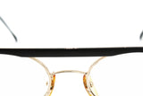 Flat top 1970s eyeglasses hand-assembled CLAUDIO LA VIOLA oval lenses , black & gold glasses for womens ladies Made in Italy