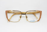 Vtg 70s Valentino Garavani rhomboidal sheet pattern  golden frame, unique hype eyewear made in Italy, Nos vintage