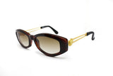 GIANNI VERSACE mod. 343 A vintage 1990s womens sunglasses thick brown acetate & sating gold metal arms // Versace medusa logo, New old stock