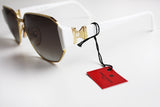 Stylish look sunglasses made in France CHARLES JOURDAN , white pearl & gold faded lenses , hype and cool womens sunglasses NOS with tag