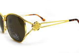 Sunglasses FENDI mod. SL 7023 oversize sunnies , shiny golden and tortoise big Fendi logo , NOS 1980s deadstock
