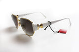 Stylish look sunglasses made in France CHARLES JOURDAN , white pearl & gold faded lenses , hype and cool womens sunglasses NOS with tag