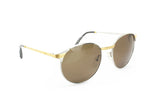 STING round pantos golden & silver finely carved , gray marble temple tips NOS 1980s sunglasses