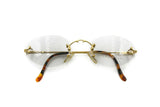 Womens vintage eyeglasses frame Drop Shape rimless COLUMBUS mod. M206 Gold & Havana, Superb and Hype eyewear // NOS 1980s