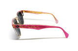 LOZZA SPORT mod. Siport 1 wayfarer sunglasses, spectacles UV 400 lenses, clear & pink with golden glittered details among arms, Nos 1980s