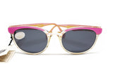 LOZZA SPORT mod. Siport 1 wayfarer sunglasses, spectacles UV 400 lenses, clear & pink with golden glittered details among arms, Nos 1980s
