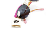 LOZZA SPORT mod. Siport 1 wayfarer sunglasses, spectacles UV 400 lenses, clear & pink with golden glittered details among arms, Nos 1980s