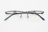 Modern design flat top rimless frame ocean blue & silver // Uncommon and hype eyewear full lightweight metal // vintage circa 1980s