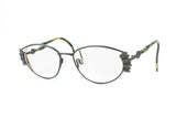 SILHOUETTE with wings oval metal frame, ladies womens eyewear // gray satin & see water acetate // vintage 1970s