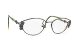 SILHOUETTE with wings oval metal frame, ladies womens eyewear // gray satin & see water acetate // vintage 1970s