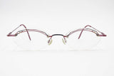 Modern design eyewear eyeglasses Pink metallized // Space age flat top glasses eyeglasses octagonal lenses // VTG 1980s unique half rimmed