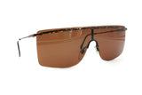 Vintage deadstock mask sunglasses mono lens LUXOTTICA mod. 7078 , dappled brown metal structure // Hip Hop sunglasses brown lens // NOS