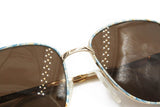 Vintage oval sunglasses pale gold & sodalite stone LINO VENEZIANI mod. LV 122-320 // oval drop sunglasses Deadstock sunnies