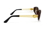 GIANNI VERSACE mod. 343 A vintage 1990s womens sunglasses thick brown acetate & sating gold metal arms // Versace medusa logo, New old stock