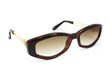 GIANNI VERSACE mod. 343 A vintage 1990s womens sunglasses thick brown acetate & sating gold metal arms // Versace medusa logo, New old stock