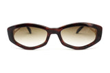 GIANNI VERSACE mod. 343 A vintage 1990s womens sunglasses thick brown acetate & sating gold metal arms // Versace medusa logo, New old stock