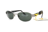 Sergio Tacchini deadstock sunglasses oval-rectangular front // matte gunmetal & black ST logo temples // Vintage NOS 1980s