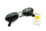 Sergio Tacchini deadstock sunglasses oval-rectangular front // matte gunmetal & black ST logo temples // Vintage NOS 1980s