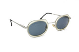 Sunglasses Nouvelle vague mod. Syria cellulose inserts round lenses, silver metallized // retro oval sunglasses made in Italy // Dead Stock