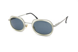 Sunglasses Nouvelle vague mod. Syria cellulose inserts round lenses, silver metallized // retro oval sunglasses made in Italy // Dead Stock